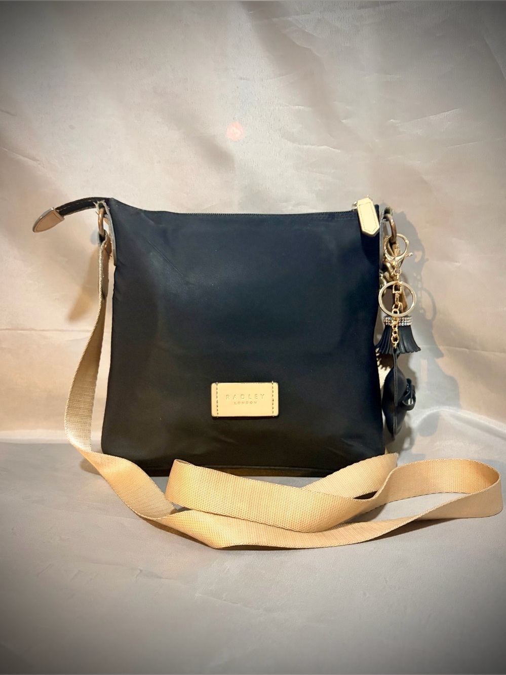 Radley London Black Nylon Pocket Essentials Crossbody Bag with Scotty Dog Charm